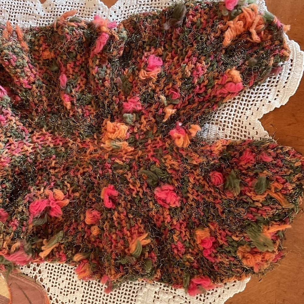 Italian Wool Winter Multicolor Ruffle Scarf - Picture 3 of 4